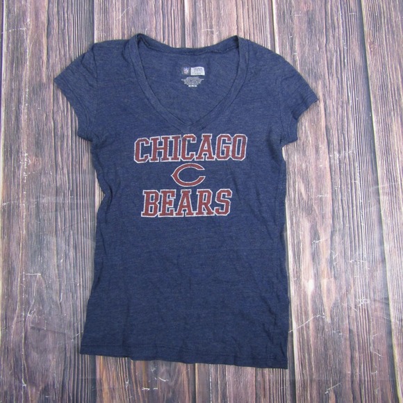 NFL Team Apparel Tops - Chicago Bears Shirt Womens Medium Navy Blue NFL Football V Neck Short Sleeve Tee